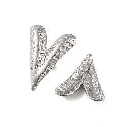 Platinum 304 Stainless Steel Earrings, Heart, Platinum, 33.5x24.5mm