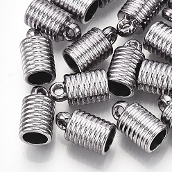 Gunmetal UV Plating ABS Plastic Cord Ends, End Caps, Column, Gunmetal, 14x8mm, Hole: 1.6mm, Inner Diameter: 6mm