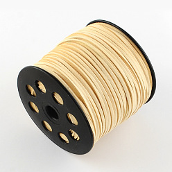 Cornsilk Faux Suede Cord, Faux Suede Lace, Cornsilk, 2.7x1.4mm, about 98.42 yards(90m)/roll