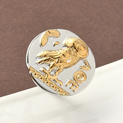 Золотой & Цвет Нержавеющей Стали 304 регулируемые кольца из нержавеющей стали для женщин, ионное покрытие (ip), плоские круглые с совой, золотые и нержавеющая сталь цвет, внутренний диаметр: 17 мм