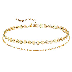 Золотой Летний пляж 201 двухслойные браслеты на ногу из нержавеющей стали с цепочкой из пайеток для женщин, золотые, 9-7/8 дюйм (250 мм)