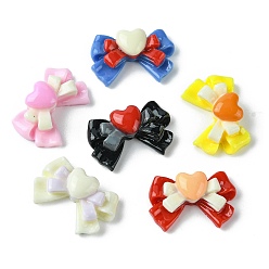 (52) Непрозрачная лаванда Непрозрачные кабошоны из смолы, бантом, разноцветные, 16x10.5x6 мм