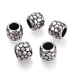 Античное Серебро 304 из нержавеющей стали крупные бусины отверстие, рондель, античное серебро, 11x12~12.5 мм, отверстие : 7 мм