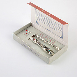 Античное Серебро Ручка из цинкового сплава, стальные вспарыватели швов, швейные инструменты, с коробкой, античное серебро, 130x70x20 мм, рыхлители: 115~120мм, 2 шт / комплект