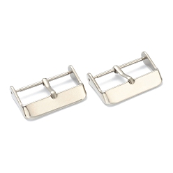 Stainless Steel Color Non-Tarnish 304 Stainless Steel Watch Straps Buckle Replacement, Stainless Steel Color, 17x24.5x5.5mm, Pin: 2mm