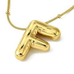 Letter F Ion Plating(IP) Initial Letter 304 Stainless Steel Pendant Necklaces, Real 18K Gold Plated, Letter F, 15.91 inch(40.4cm), pendant: 20x14.5mm