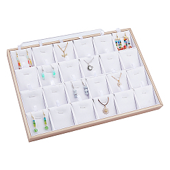 Champagne Gold 24-образный прямоугольный держатель для подвесного дисплея из искусственной кожи, подставка-органайзер для хранения подвесок, шампанское золото, 24.2x35.2x3 см