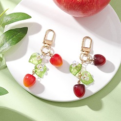 (52) Непрозрачная лаванда 2шт. пластиковые подвесные украшения в виде вишен, с подвесками в виде прозрачных акриловых листьев и поворотными застежками из сплава, разноцветные, 93 мм