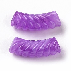Blue Violet Two Tone Opaque Acrylic Beads, Curved Tube, Blue Violet, 35x14x11.5mm, Hole: 3.2mm, about 152pcs/500g