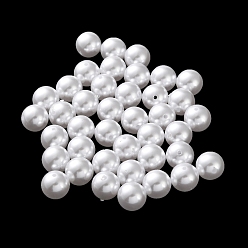 Белый Пластиковые жемчужные бисера, круглые, белые, 10x9.5 мм, отверстие : 1.6 мм