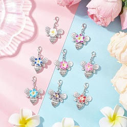 (52) Непрозрачная лаванда Кулон из полимерной глины ручной работы, со сплавочной фурнитурой, пчела с цветком, разноцветные, 42 мм