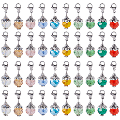 Platinum 40Pcs 10 Colors Round Glass Pendants Decorations, with 304 Stainless Steel Lobster Claw Clasps, Platinum, 27mm, 4pcs/color