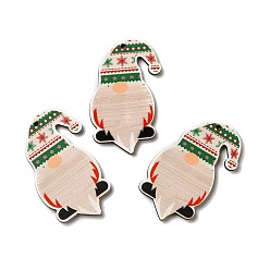 Зеленый Рождественские односторонние деревянные большие подвески с принтом, чары гнома, зелёные, 54x37x26 мм, отверстие : 2 мм