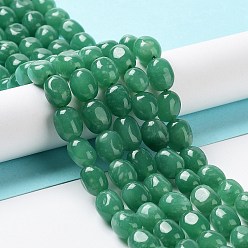 Medium Aquamarine Natural Jade Beads Strands, Dyed, Nuggets, Tumbled Stone, Medium Aquamarine, 9.5~11.5x8~8.5x7~8mm, Hole: 1mm, about 34~38pcs/strand, 14.76~15.16''(37.5~38.5cm)