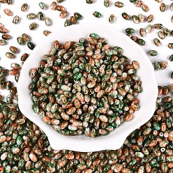 Морско-зеленый Спрей роспись стекла бисер, овальные, цвета морской волны, 7x4~4.5 мм, отверстие : 0.9 мм, Около 2500 шт / фунт