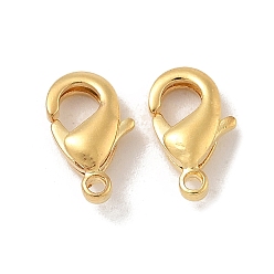 Настоящее золото 18K Карабин-лобстеры, латунные, без кадмия, без никеля и без свинца, реальный 18 k позолоченный, 8.5x5x2.5 мм, отверстие : 0.9 мм