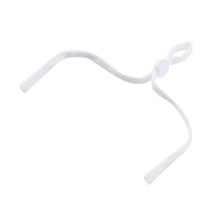 White Hollow Flat Nylon Elastic Band, Mouth Cover Earloop Cord, with Plastic Adjustment Lanyard Buckle, DIY Mouth Cover Material, White, 10.5x0.5cm, Buckle: 10mm