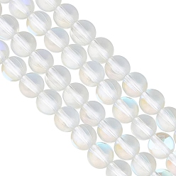 Лунный Камень 2 нити синтетические бусины из лунного камня нити, круглые, 6 мм, отверстие : 0.8 мм, около 63 шт / нитка, 14.57~15.55 дюйм (37~39.5 см)