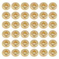 Золотой 200шт. плоские круглые латунные разделительные бусины, золотые, 6x2 мм, отверстие : 2 мм