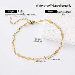 Tennis Vintage 304 Stainless Steel Link Chain Bracelets for Women, Golden, Tennis Racket, 9.06 inch(23cm)