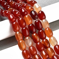 Chocolate Barrel Shaped Gemstone Dyed Natural Red Agate Stone Beads Strands, Chocolate, 15x10mm, Hole: 1mm, about 25pcs/strand, 15.3 inch