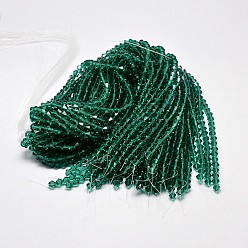 Green Imitation Austrian Crystal 5301 Bicone Beads, Faceted Glass Beads Strands, Dark Cyan, 6x6mm, Hole: 1.2mm, about 47~48pcs/strand, 10.24 inch~10.43 inch(26~26.5cm)