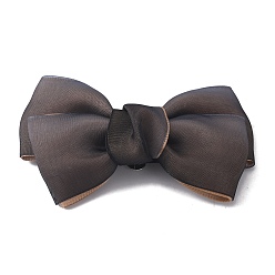 Moccasin Polyester Bowknot Shoe Decorations, Detachable Shoe Buckle Clips, with Iron Findings, Dark Gray, 59x101x18mm