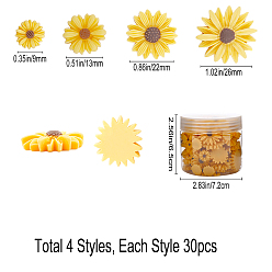 Желтый Аксессуары для волос и костюмов sunnyclue с плоской спинкой украшения смолы цветок маргаритки кабошоны, желтые, 9~26x2.5~7 мм, 120 шт / коробка