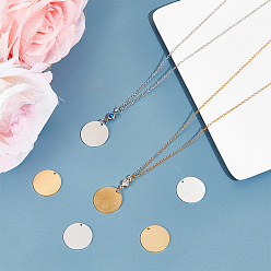 Golden & Stainless Steel Color 24Pcs 2 Style 304 Stainless Steel Pendants, Stamping Blank Tag, Laser Cut, Double-sided Drawing Effect, Flat Round, Golden & Stainless Steel Color, 12pcs/style
