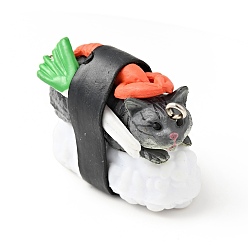 Креветка Пластиковые подвески из ПВХ, с платиновыми тоновыми железными петлями, для изготовления брелка, кошачьи суши прелести, креветки, 28x38x17 мм, отверстие : 2 мм