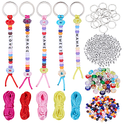 (52) Непрозрачная лаванда Сделай сам наборы для ключей, включая нейлоновые плетеные нити, акриловые бусины и железные брелоки, разноцветные, 2 мм