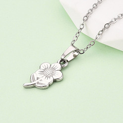 Нержавеющая Сталь Цвет 304 подвесные из нержавеющей стали ожерелья, цветок, не тускнеет, цвет нержавеющей стали, 17.72~18.11 дюйм (45~46 см)