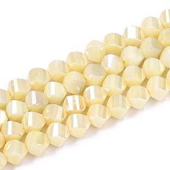 Светлый Золото-желтый Антикоррозийные гальванические стеклянные бусины, имитация драгоценных камней, твист, с покрытием AB цвета, граненые, два тона, светлый золотарник желтый, 5~5.5x6~6.5x6~6.5 мм, отверстие : 1 мм, около 67~68 шт / нитка, 14.76~15.16 дюйм (37.5~38.5 см)