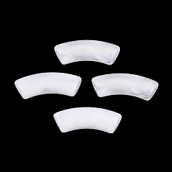 White Acrylic Imitation Gemstone Beads, Two Tone, Curved Tube, White, 36x13.5x11.5mm, Hole: 4mm, about 148pcs/500g