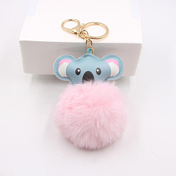 Pink Милый брелок с изображением коалы для женщин, Подвеска-подвеска в виде автомобиля из искусственного меха кролика, розовые, 13x10 см