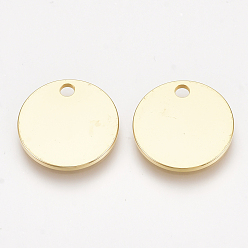 Echt 18 k vergoldet Messing Charme, Flachrund, Nickel frei, echt 18 k vergoldet, 14x1 mm, Bohrung: 1.6 mm