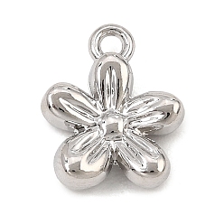 Platinum Alloy Charms, Flower Charms, Rack Plating, Cadmium Free & Nickel Free & Lead Free, Platinum, 13.5x11.5x4mm, Hole: 1.6mm