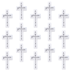 Белый 15 шт силиконовые бусины, крестик, белые, 38x23x8 мм, отверстие : 3 мм