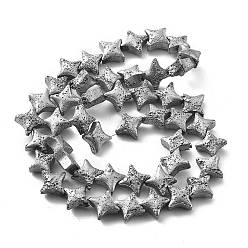 с Платиновым Покрытием Гальванические бусины из натуральной лавы, звезда, с покрытием платиным, 9.5x9.5 мм, отверстие : 1 мм, около 48 шт / нитка, 14.57'' (37 см)