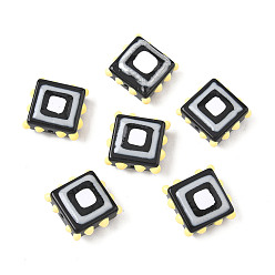 Черный Бусины из стеклянной эмали, окрашенные методом запекания, неровный квадрат, чёрные, 13.5~14x13.5~14x6.5~7 мм, отверстие : 1 мм