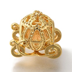 Настоящее золото 18K Стойка металлизированный латунь европейский бисер, бусины с большим отверстием, долговечный, тыква перевозки, реальный 18 k позолоченный, 13x14.5x15 мм, отверстие : 4 мм