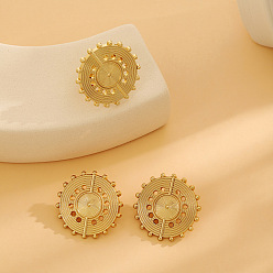 Цветок Серьги-гвоздики и кольца-манжеты из сплава, золотые, цветок, 32x32 мм