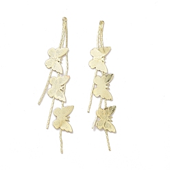Light Gold Brass Long Tassel Pendants, Butterfly Charms, Light Gold, 75x10x1mm, Hole: 1.4mm