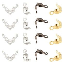 (52) Непрозрачная лаванда Латунной шариковой советы, Калотте заканчивается, крышка раскладушки, бронзовые, золотые, платиновые и серебряные, 7x4 мм, отверстие : 1 мм, внутренний диаметр: 3 мм, 4 цветов, 100 шт / цвет, 400 шт / коробка