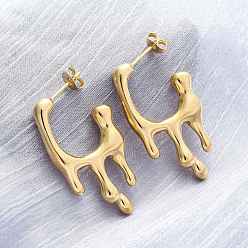 Золотой 304 из нержавеющей стали серьги, вакуумное покрытие pvd, поток очарования, золотые, 35x20x4.5 мм