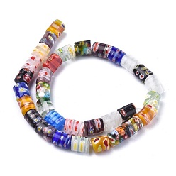 Mixed Color Column Handmade Millefiori Glass Beads, Mixed Color, 11~12x10mm, Hole: 1.5mm, about 32pcs/strand, 14.9 inch