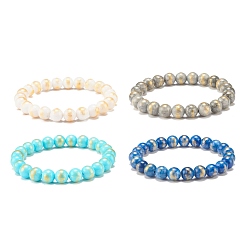 (52) Непрозрачная лаванда Натуральный машан нефрит круглый эластичный браслет из бисера, украшения из драгоценных камней для женщин, разноцветные, внутренний диаметр: 2-1/8 дюйм (5.4 см), бусины : 8.5 мм