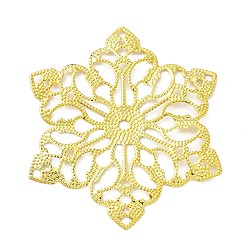 Золотой Подвески для железного разъема для стойки, цветок ссылки, гравированные металлические украшения, золотые, 65x54x0.7 мм, отверстие : 2.8 мм