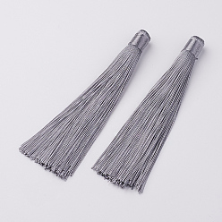 Silver Nylon Tassels Big Pendant Decorations, Silver, 120x10mm, Hole: 5mm