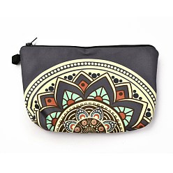 Серый Косметички на молнии из полиэстера, прямоугольник с цветочным узором, серые, 14.4x21.7x2.1 см